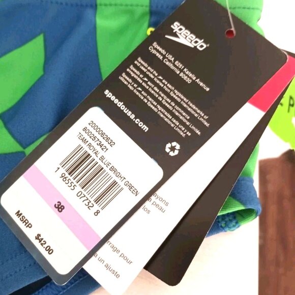 Mens Speedo St Vortex Maze Pro LT Brief Swimsuit Size 38 Blue- Green New Tags - Picture 3 of 7